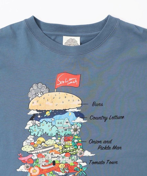 iS ScoLar(イズスカラー)の「ScoLar(スカラー) スカラーバーガータウン柄Tシャツ(Tシャツ/カットソー・レディース・オフホワイト/ブルー/ブラック・MEDIUM)」の11枚目の写真