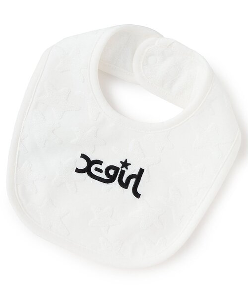 X-girl Stages（エックスガールステージス）の「星柄パイルジャカードスタイ（スタイ/よだれかけ・キッズ・オフホワイト/ラベンダー・F）」の2枚目の写真