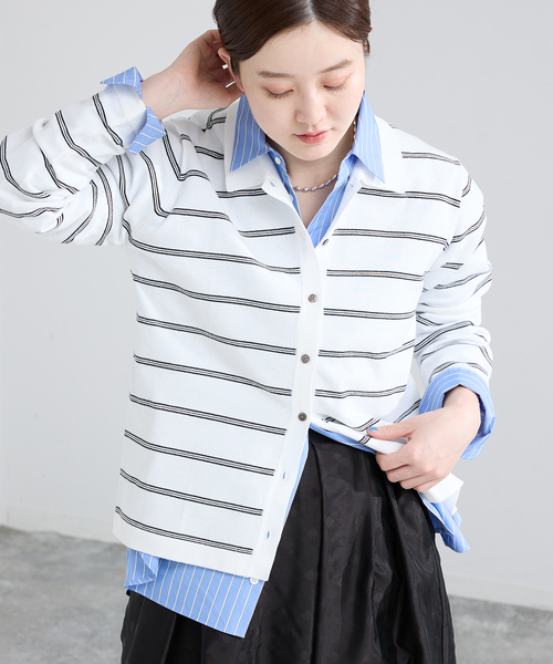 IENA(イエナ)の「襟付きボーダーニット(ニット/セーター・レディース・ホワイト/チャコールグレー・FREE)」の10枚目の写真