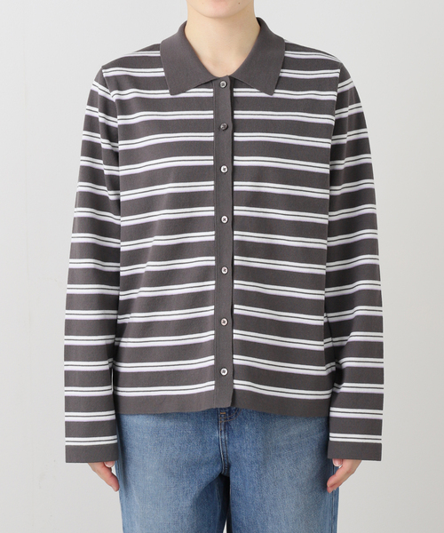 IENA(イエナ)の「襟付きボーダーニット(ニット/セーター・レディース・ホワイト/チャコールグレー・FREE)」の14枚目の写真