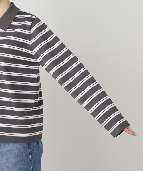 IENA(イエナ)の「襟付きボーダーニット(ニット/セーター・レディース・ホワイト/チャコールグレー・FREE)」の17枚目の写真