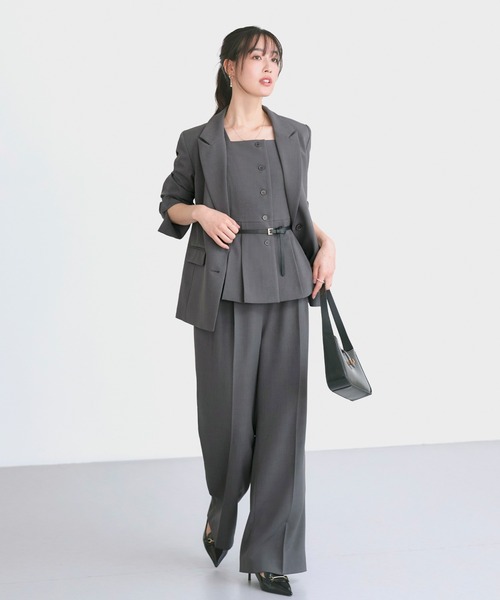 RUIRUE BOUTIQUE（ルイルエブティック）の「ストレッチ ｜ 【３点】 ピークドラペルジャケット ＆ ペプラムジレ ＆ タックワイドパンツ セット ｜ セレモニースーツ・フォーマルスーツ・ママスーツ・パンツスーツ・セットアップ（スーツセット・レディース・ネイビー/チャコール/ブラック・L/M）」の22枚目の写真
