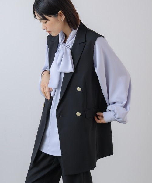 Bou Jeloud（ブージュルード）の「【はあちゅう*Bou Jeloud】テーラーカラーベスト（ベスト・レディース・ネイビー/グレイッシュベージュ/ブラック・38）」の12枚目の写真