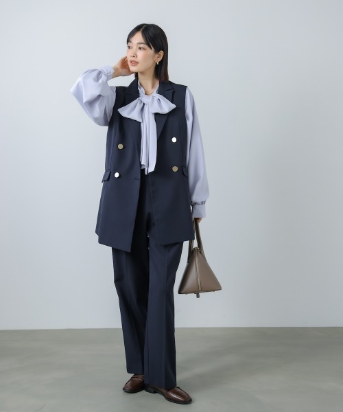 Bou Jeloud（ブージュルード）の「【はあちゅう*Bou Jeloud】テーラーカラーベスト（ベスト・レディース・ネイビー/グレイッシュベージュ/ブラック・38）」の13枚目の写真