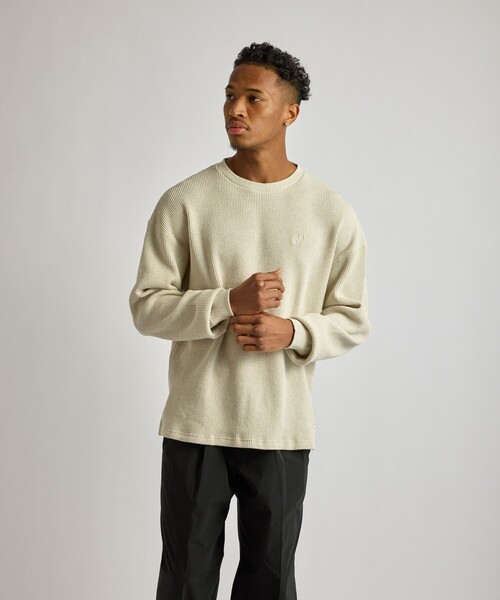 Saturdays NYC（サタデーズ ニューヨークシティ ）の「Alex Heavy Waffle Relaxed LS Tee（Tシャツ/カットソー・メンズ・ライトグレー/チャコールグレー/グリーン・L/S/M）」の7枚目の写真