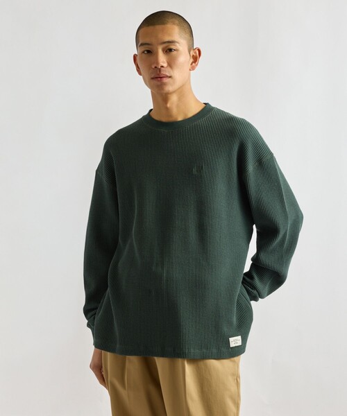 Saturdays NYC（サタデーズ ニューヨークシティ ）の「Alex Heavy Waffle Relaxed LS Tee（Tシャツ/カットソー・メンズ・ライトグレー/チャコールグレー/グリーン・L/S/M）」の8枚目の写真