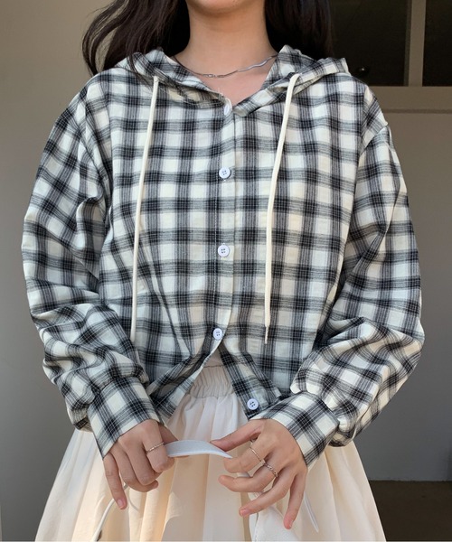 Siel(シエル)の「カジュアルチェックフーディシャツ(シャツ/ブラウス・レディース・ブラック/ブルー/レッド・FREE)」の19枚目の写真