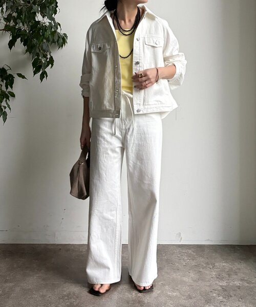 DouDou（ドゥドゥ）の「ベルトルーズデニム（デニムパンツ・レディース・オフホワイト/ブルー・38/36）」の4枚目の写真