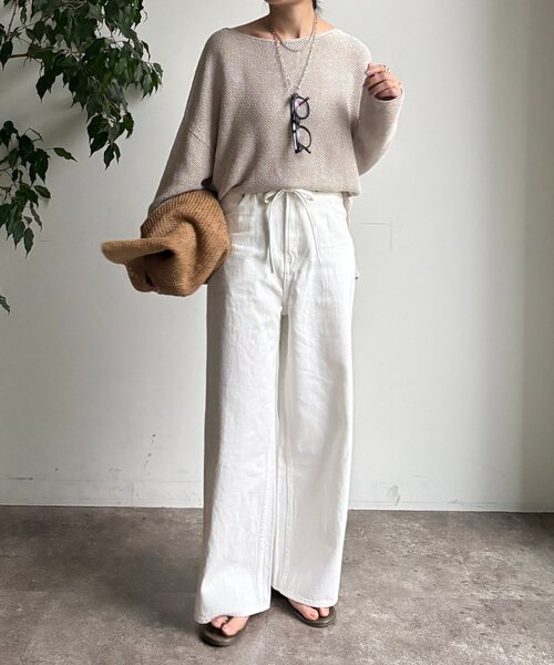 DouDou（ドゥドゥ）の「ベルトルーズデニム（デニムパンツ・レディース・オフホワイト/ブルー・38/36）」の7枚目の写真