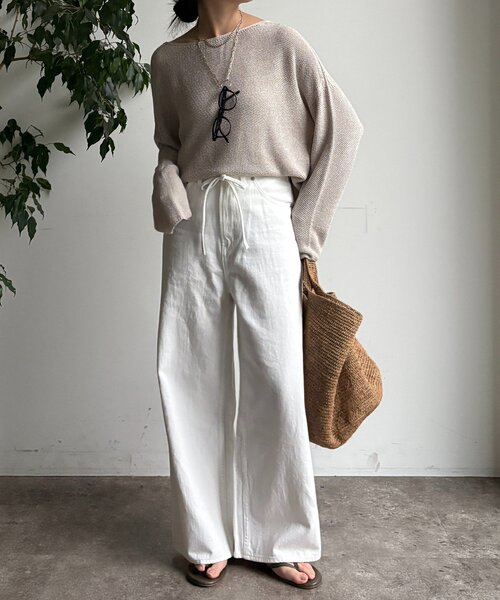 DouDou（ドゥドゥ）の「ベルトルーズデニム（デニムパンツ・レディース・オフホワイト/ブルー・38/36）」の9枚目の写真