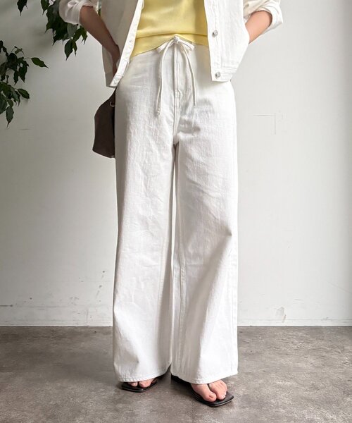 DouDou（ドゥドゥ）の「ベルトルーズデニム（デニムパンツ・レディース・オフホワイト/ブルー・38/36）」の10枚目の写真