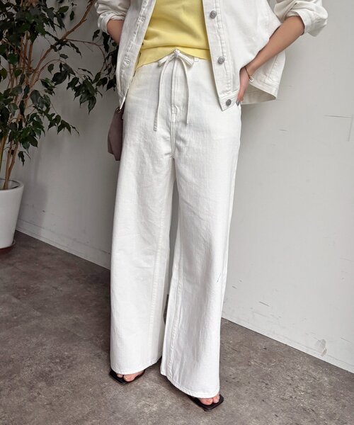 DouDou（ドゥドゥ）の「ベルトルーズデニム（デニムパンツ・レディース・オフホワイト/ブルー・38/36）」の12枚目の写真