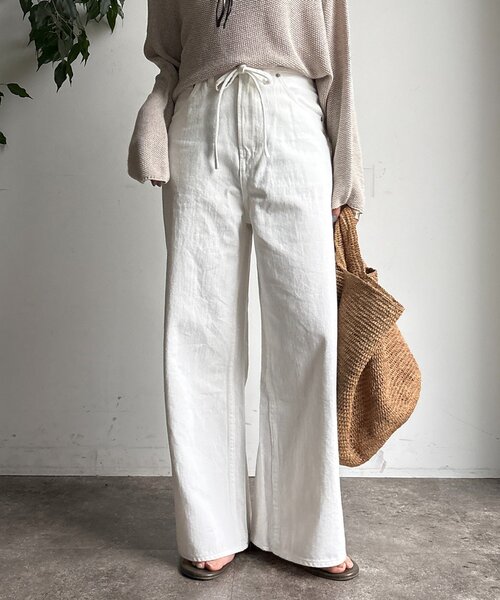 DouDou（ドゥドゥ）の「ベルトルーズデニム（デニムパンツ・レディース・オフホワイト/ブルー・38/36）」の14枚目の写真