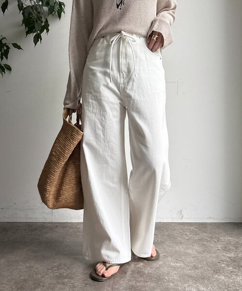 DouDou（ドゥドゥ）の「ベルトルーズデニム（デニムパンツ・レディース・オフホワイト/ブルー・38/36）」の15枚目の写真