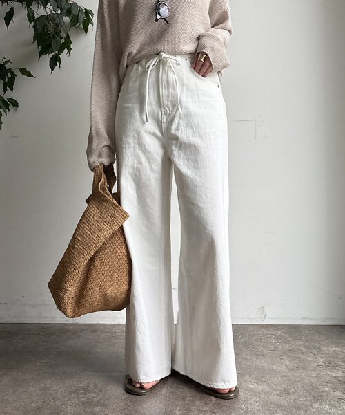 DouDou（ドゥドゥ）の「ベルトルーズデニム（デニムパンツ・レディース・オフホワイト/ブルー・38/36）」の16枚目の写真