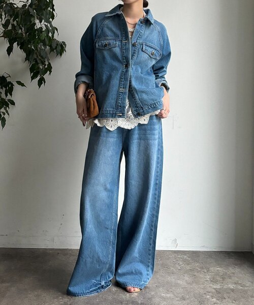 DouDou（ドゥドゥ）の「ベルトルーズデニム（デニムパンツ・レディース・オフホワイト/ブルー・38/36）」の17枚目の写真