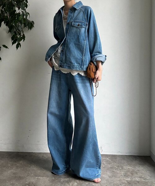 DouDou（ドゥドゥ）の「ベルトルーズデニム（デニムパンツ・レディース・オフホワイト/ブルー・38/36）」の18枚目の写真