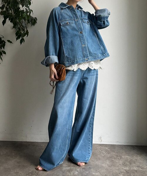 DouDou（ドゥドゥ）の「ベルトルーズデニム（デニムパンツ・レディース・オフホワイト/ブルー・38/36）」の19枚目の写真