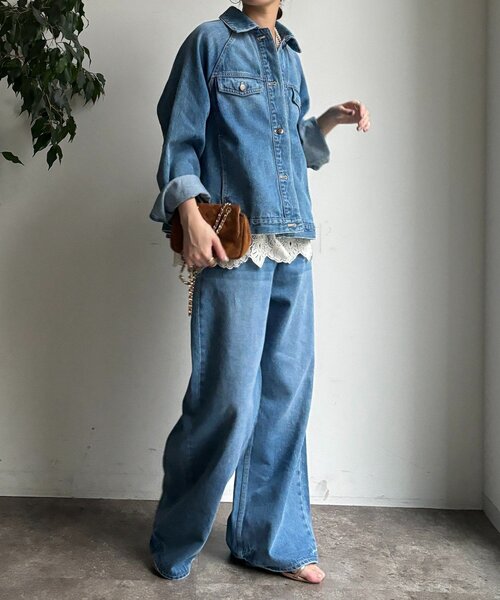 DouDou（ドゥドゥ）の「ベルトルーズデニム（デニムパンツ・レディース・オフホワイト/ブルー・38/36）」の20枚目の写真