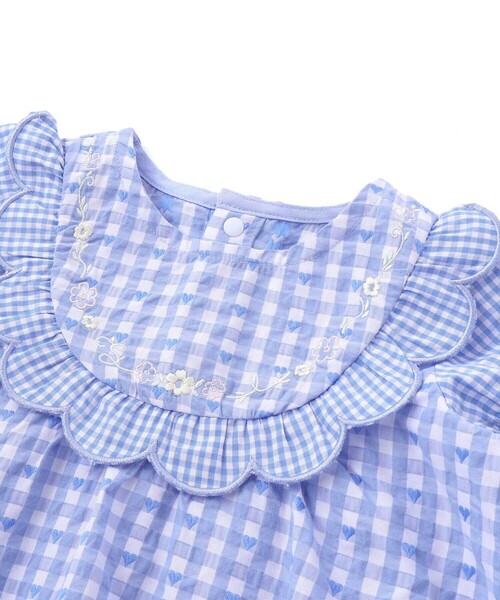 SLAP SLIP BABY（スラップスリップベビー）の「【お揃い】ハートギンガムチェックスカラップフリルワンピース+ブルマセットアップベビー(70~80cm)（その他ベビーウェア・キッズ・ブルー系その他/レッド系その他・FREE）」の8枚目の写真