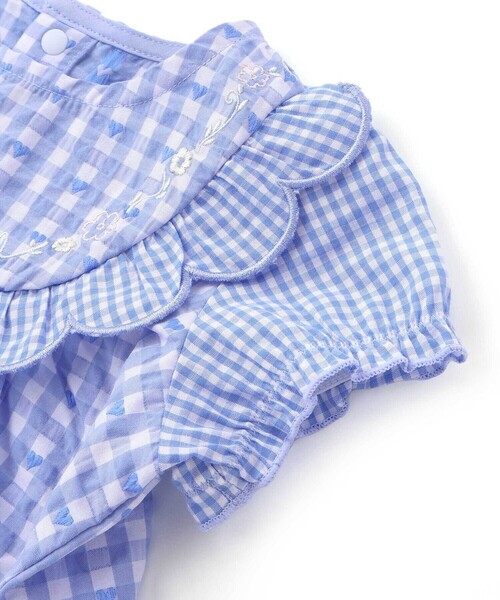 SLAP SLIP BABY（スラップスリップベビー）の「【お揃い】ハートギンガムチェックスカラップフリルワンピース+ブルマセットアップベビー(70~80cm)（その他ベビーウェア・キッズ・ブルー系その他/レッド系その他・FREE）」の9枚目の写真