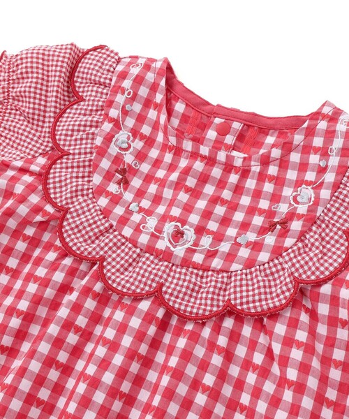 SLAP SLIP BABY（スラップスリップベビー）の「【お揃い】ハートギンガムチェックスカラップフリルワンピース+ブルマセットアップベビー(70~80cm)（その他ベビーウェア・キッズ・ブルー系その他/レッド系その他・FREE）」の20枚目の写真