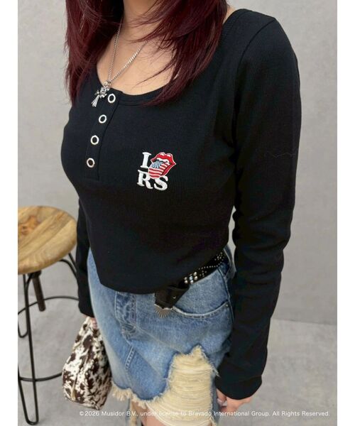 EVRIS（エヴリス）の「【ザ・ローリング・ストーンズ】ヘンリーネックトップス（Tシャツ/カットソー・レディース・グレー/ブラック/ホワイト・FREE）」の11枚目の写真