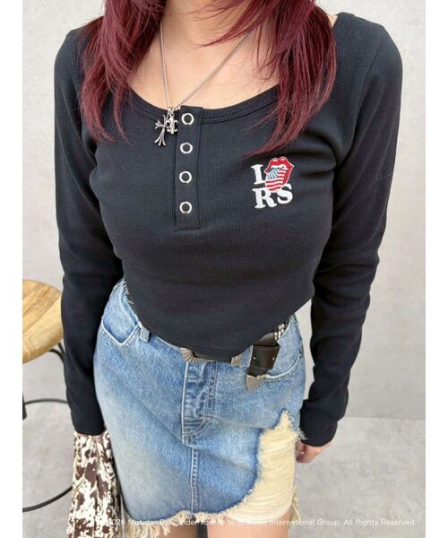 EVRIS（エヴリス）の「【ザ・ローリング・ストーンズ】ヘンリーネックトップス（Tシャツ/カットソー・レディース・グレー/ブラック/ホワイト・FREE）」の12枚目の写真