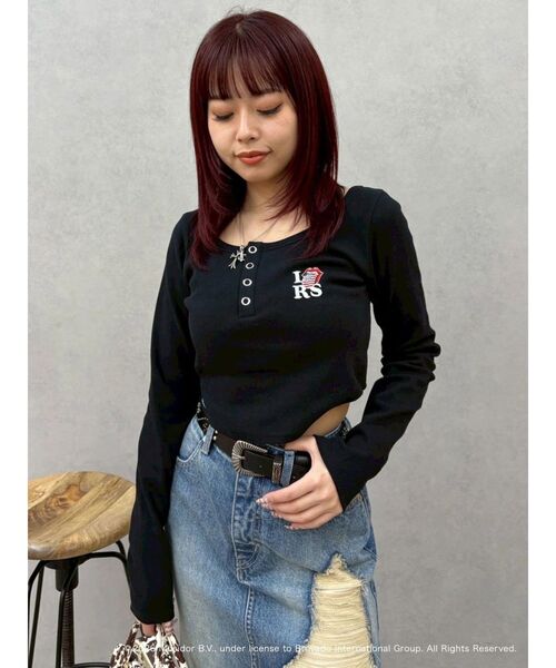 EVRIS（エヴリス）の「【ザ・ローリング・ストーンズ】ヘンリーネックトップス（Tシャツ/カットソー・レディース・グレー/ブラック/ホワイト・FREE）」の16枚目の写真