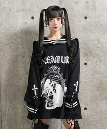 Amilige（アミリージュ）の「Black Mirror Kittyセーラートップス（Tシャツ/カットソー）」