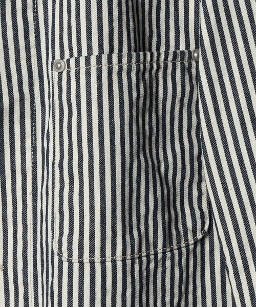 SCYE BASICS（サイベーシックス）の「【別注】＜SCYE BASICS＞ヒッコリーストライプ チョアジャケット（カバーオール・メンズ・ネイビー・40/36/38）」の7枚目の写真