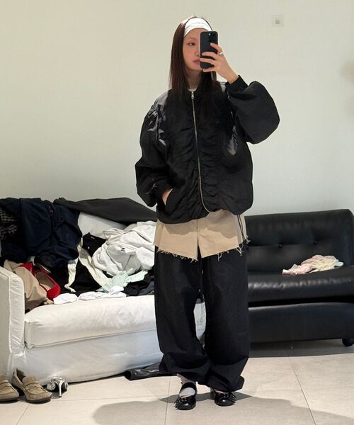 LCDC TM(エルシーディーシーティーエム)の「SHIRRING ZIP-UP JACKET (BLACK)(ナイロンジャケット・レディース・その他・OS)」の2枚目の写真