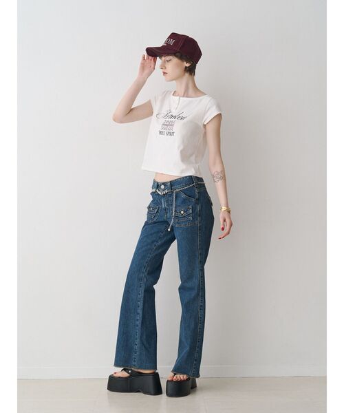 jouetie（ジュエティ）の「【SOMETHING×PosTokyo】BUSH FLARE DENIM　ブッシュフレアデニム（デニムパンツ・レディース・ブラック/ブルー・SMALL/MEDIUM）」の6枚目の写真