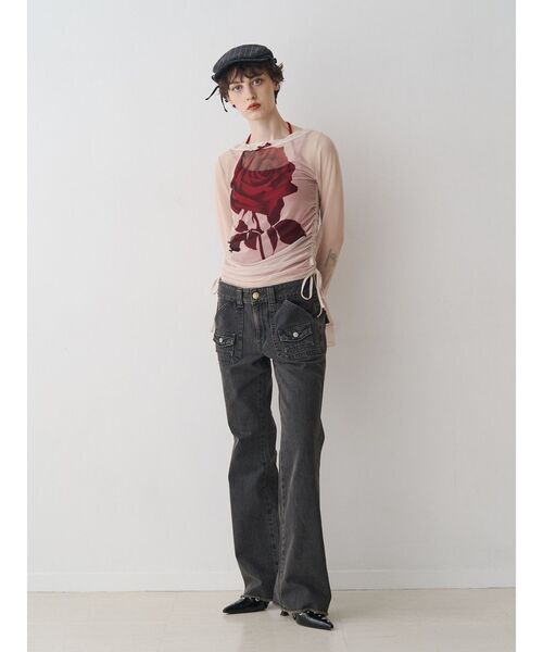 jouetie（ジュエティ）の「【SOMETHING×PosTokyo】BUSH FLARE DENIM　ブッシュフレアデニム（デニムパンツ・レディース・ブラック/ブルー・SMALL/MEDIUM）」の7枚目の写真