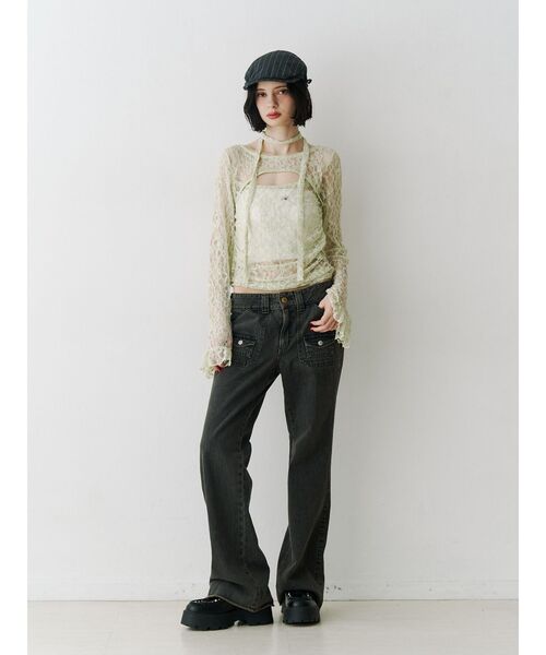 jouetie（ジュエティ）の「【SOMETHING×PosTokyo】BUSH FLARE DENIM　ブッシュフレアデニム（デニムパンツ・レディース・ブラック/ブルー・SMALL/MEDIUM）」の11枚目の写真