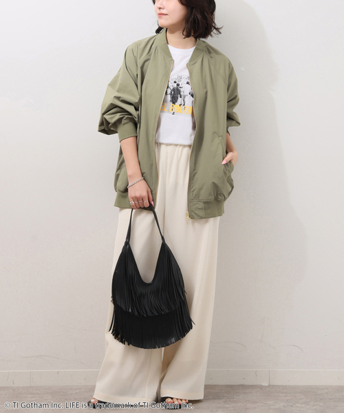 JOURNAL STANDARD relume（ジャーナルスタンダード　レリューム）の「［手洗い可］ウォッシャブルナイロンダブルジップMA-1（ブルゾン・レディース・オリーブ/ライトグレー/ネイビー・FREE）」の13枚目の写真