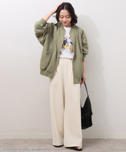 JOURNAL STANDARD relume（ジャーナルスタンダード　レリューム）の「［手洗い可］ウォッシャブルナイロンダブルジップMA-1（ブルゾン・レディース・オリーブ/ライトグレー/ネイビー・FREE）」の14枚目の写真