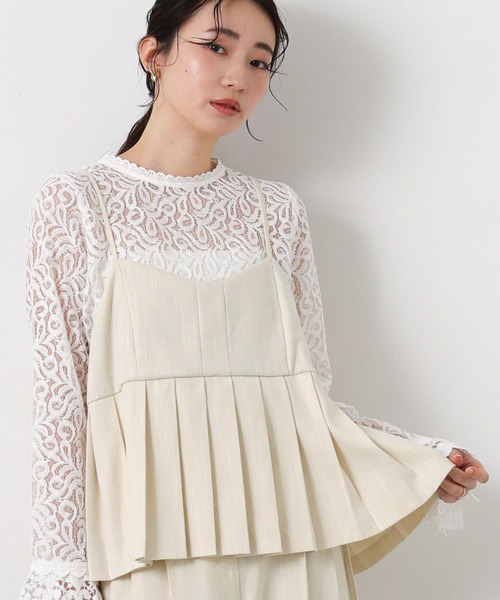 Gready Brilliant（グレディブリリアン）の「ＬＵスラブプリーツキャミ（キャミソール・レディース・グレー/ライトベージュ・38）」の2枚目の写真