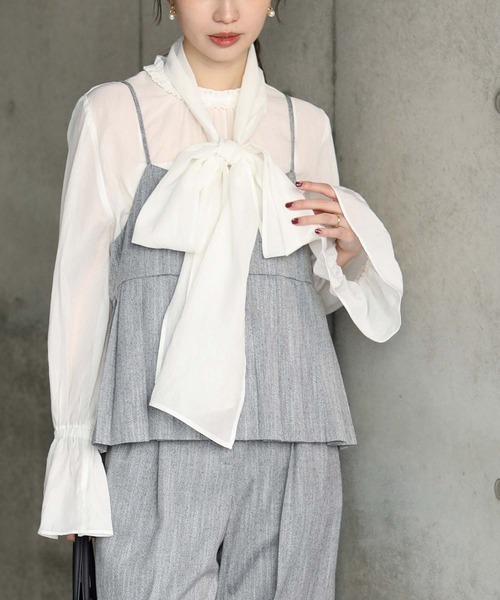 Gready Brilliant（グレディブリリアン）の「ＬＵスラブプリーツキャミ（キャミソール・レディース・グレー/ライトベージュ・38）」の7枚目の写真