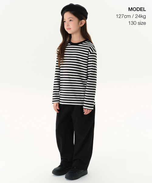 MUSINSA STANDARD KIDS（ムシンサスタンダードキッズ）の「ダブルニットワンタックワイドバリアブルスウェットパンツ[ブラック]（スウェットパンツ・レディース・その他・100/110/120/130/140/150/160）」の2枚目の写真