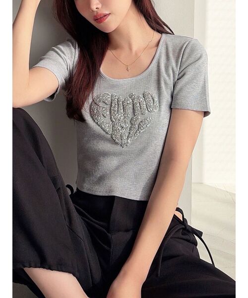 RESEXXY(リゼクシー)の「ルミナスロゴTシャツ(Tシャツ/カットソー・レディース・グレー/ピンク/ホワイト/ブラック・FREE)」の3枚目の写真