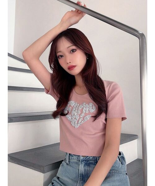 RESEXXY(リゼクシー)の「ルミナスロゴTシャツ(Tシャツ/カットソー・レディース・グレー/ピンク/ホワイト/ブラック・FREE)」の4枚目の写真