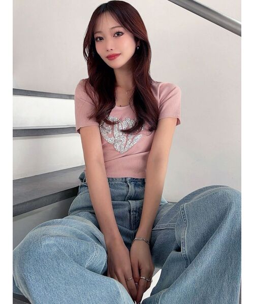 RESEXXY（リゼクシー）の「ルミナスロゴTシャツ（Tシャツ/カットソー・レディース・グレー/ピンク/ホワイト/ブラック・FREE）」の9枚目の写真