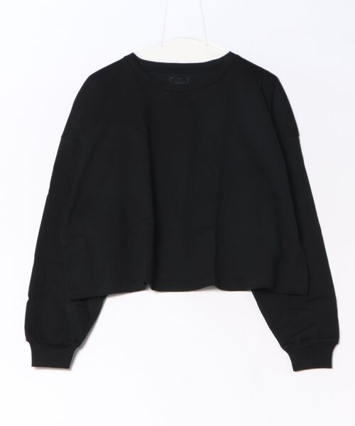 JUGLANS(ユグランス)の「【hanes/ヘインズ】HW4-E204 1P クロップドワイドTシャツ KURO for HER(Tシャツ/カットソー・レディース・ブラック・FREE)」の1枚目の写真
