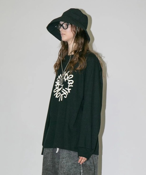 my beautiful landlet（マイビューティフルランドレット）の「【my beautiful landlet】SUPIMA COTTON OVERSIZE RAGLAN L/S T-SHIRT - print（Tシャツ/カットソー・メンズ・ブラック/ライトブルー/グレー/ライトグレー/ホワイト・0/1）」の7枚目の写真