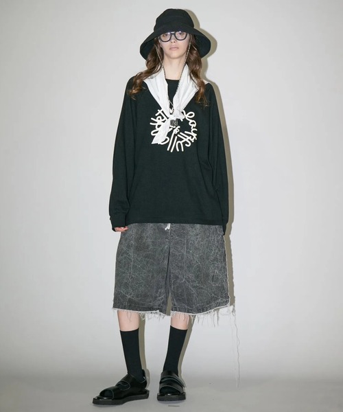 my beautiful landlet（マイビューティフルランドレット）の「【my beautiful landlet】SUPIMA COTTON OVERSIZE RAGLAN L/S T-SHIRT - print（Tシャツ/カットソー・メンズ・ブラック/ライトブルー/グレー/ライトグレー/ホワイト・0/1）」の9枚目の写真
