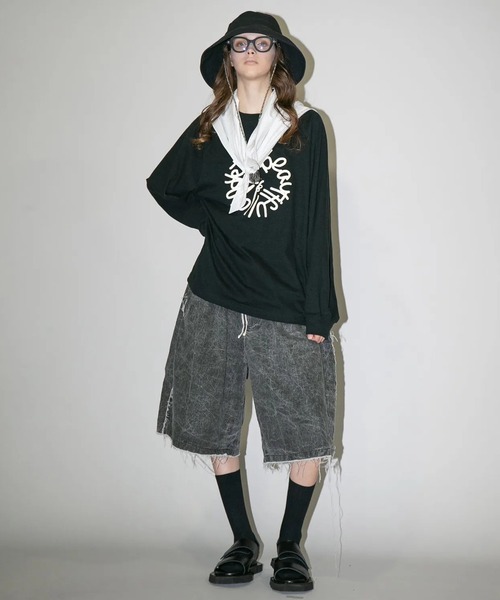 my beautiful landlet（マイビューティフルランドレット）の「【my beautiful landlet】SUPIMA COTTON OVERSIZE RAGLAN L/S T-SHIRT - print（Tシャツ/カットソー・メンズ・ブラック/ライトブルー/グレー/ライトグレー/ホワイト・0/1）」の10枚目の写真