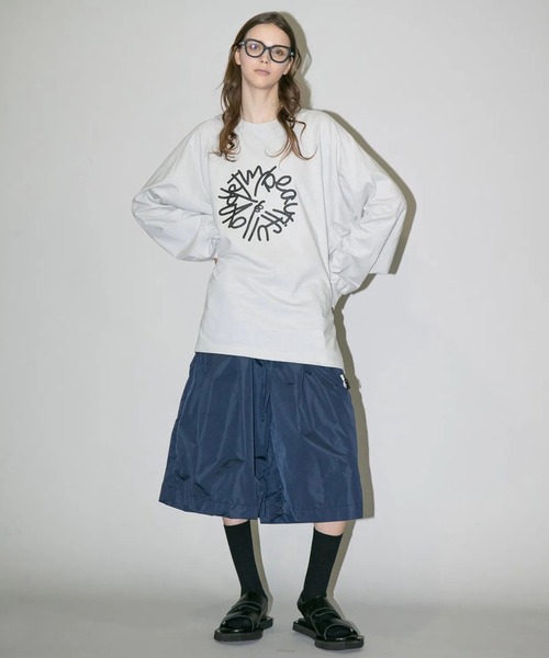 my beautiful landlet（マイビューティフルランドレット）の「【my beautiful landlet】SUPIMA COTTON OVERSIZE RAGLAN L/S T-SHIRT - print（Tシャツ/カットソー・メンズ・ブラック/ライトブルー/グレー/ライトグレー/ホワイト・0/1）」の12枚目の写真