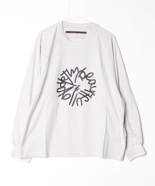my beautiful landlet（マイビューティフルランドレット）の「【my beautiful landlet】SUPIMA COTTON OVERSIZE RAGLAN L/S T-SHIRT - print（Tシャツ/カットソー・メンズ・ブラック/ライトブルー/グレー/ライトグレー/ホワイト・0/1）」の17枚目の写真