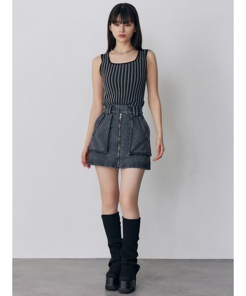 MURUA(ムルーア)の「ランダムガーターニットタンク 夏服(ニット/セーター・レディース・ホワイト/その他2/オレンジ/その他/ブラック・FREE)」の21枚目の写真